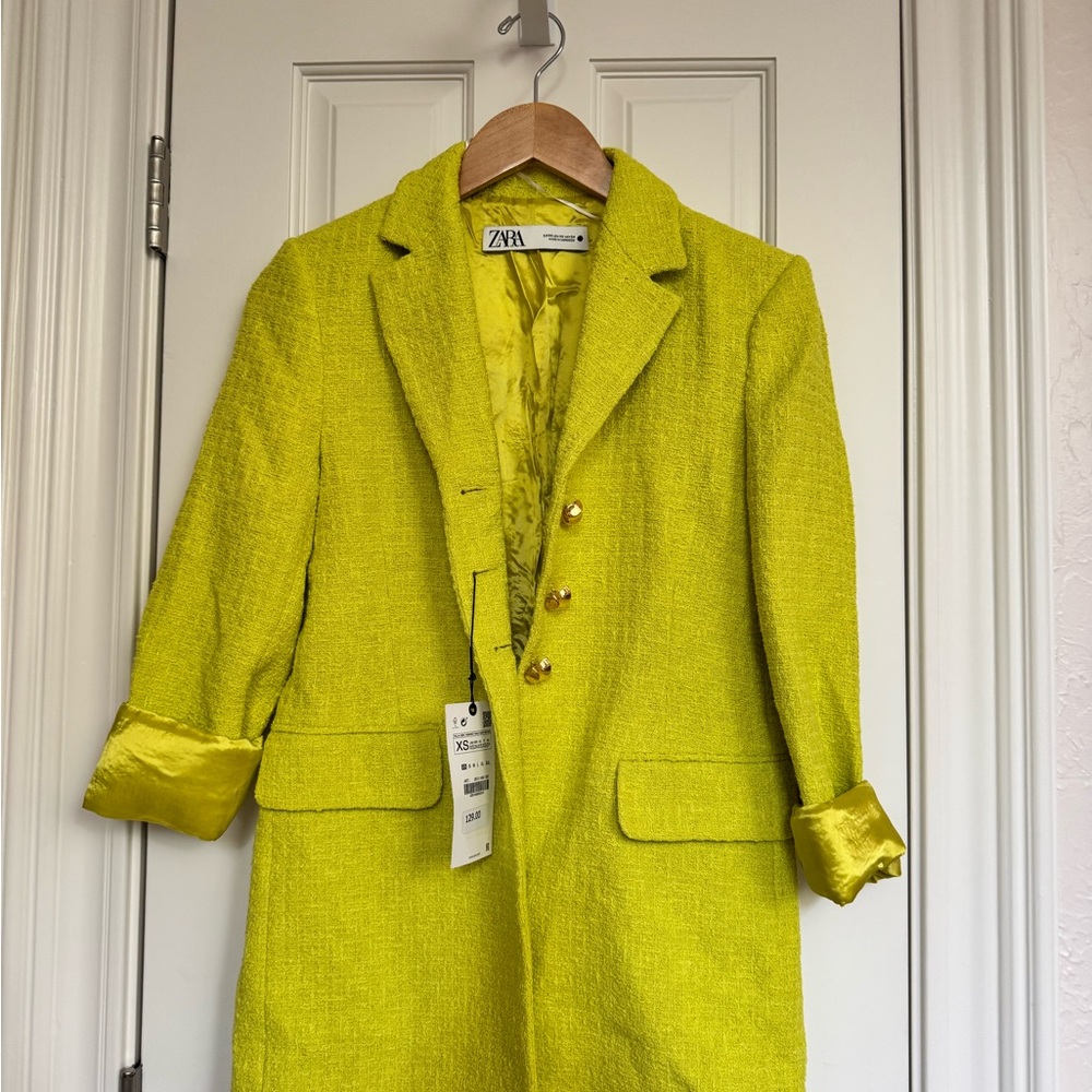 Zara Citron Blazer with Gold Buttons